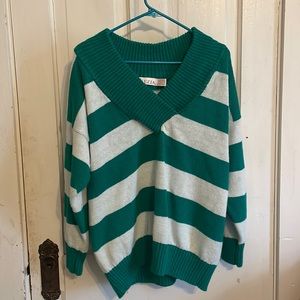 Venezia Green andWhite Sweater